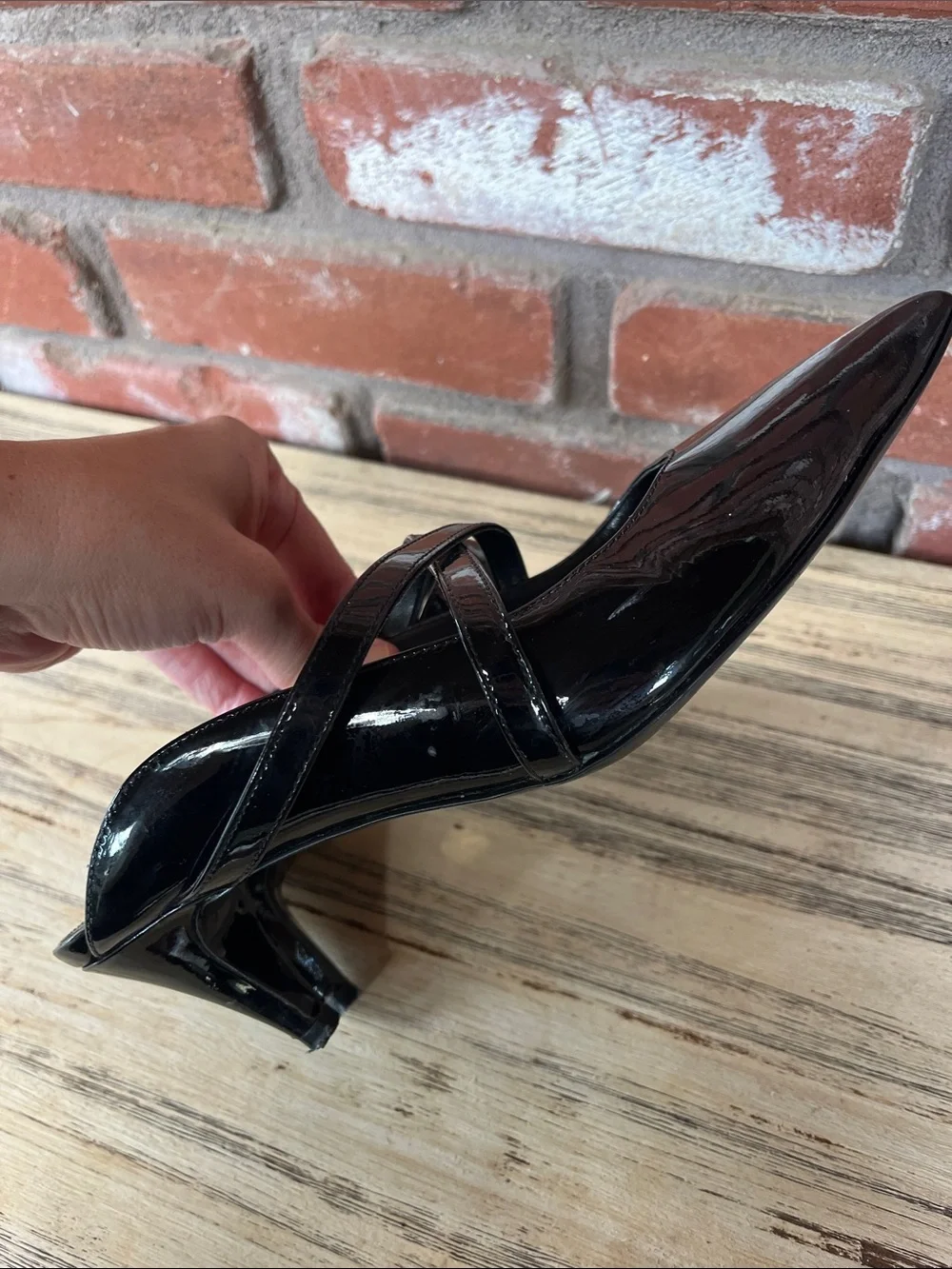 Michael Kors Black Patent Pointed  Kitten Heel Geneva